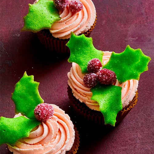 Christmas Holly Cupcakes